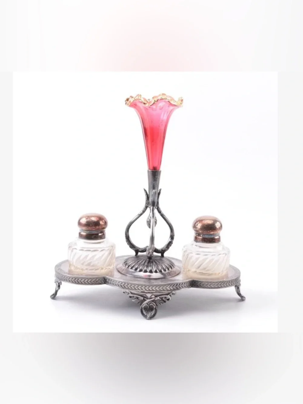 True Vintage Sheffield silver plate vanity accessories set Art Nouveau